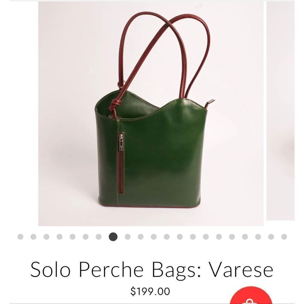 SOLO PERCHE - 🎉HP🎉NWOT "Varese" Tooled Leather Shoulder-to-Backpack/Olive Green - Picture 11 of 16